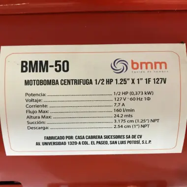 Motobomba centrifuga 1 hp 2