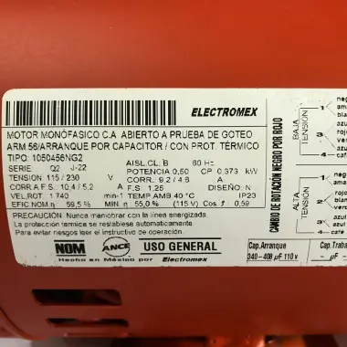 Motor 1/2 hp monofasico 2