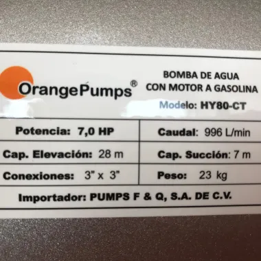 Motobomba Autocebante a Gasolina Orange Pumps 6